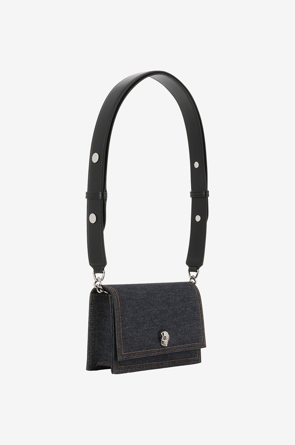 Sac porté épaule en denim Small Skull Biker