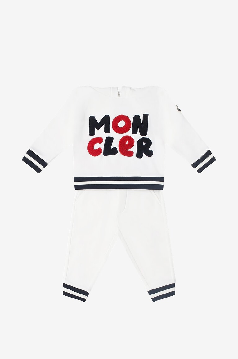 MONCLER Terry patch adorned baby jogging suit Baby WHITE 1