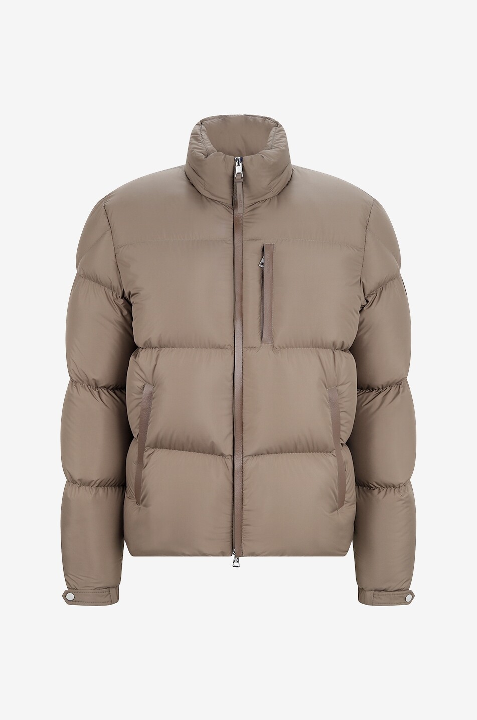 Kurze Daunenjacke aus Nylon und Leder Besbre