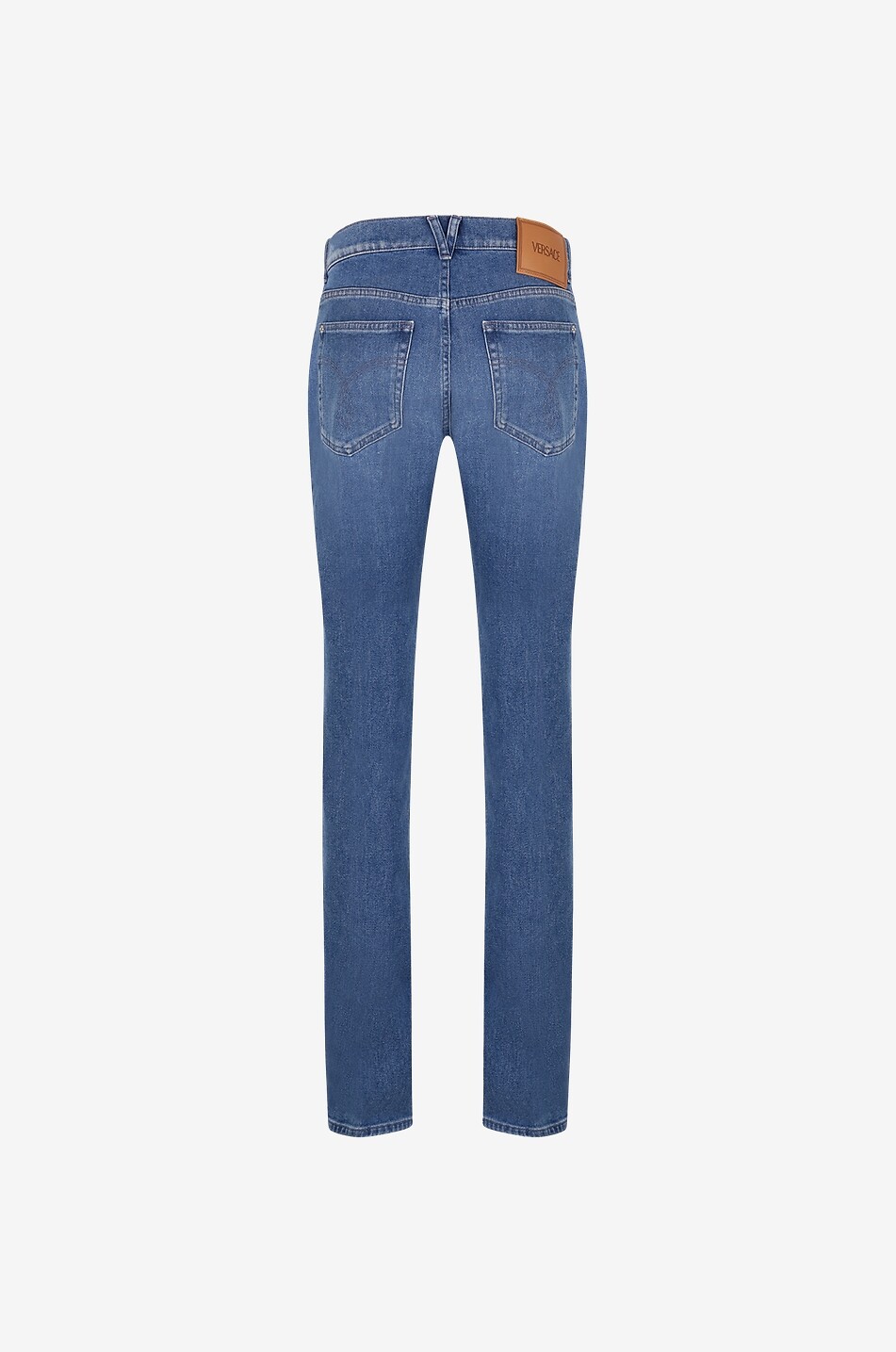 VERSACE Ausgewaschene Slim-Fit-Jeans mit Bügelfalten Medusa Biggie Herren BLAU 2