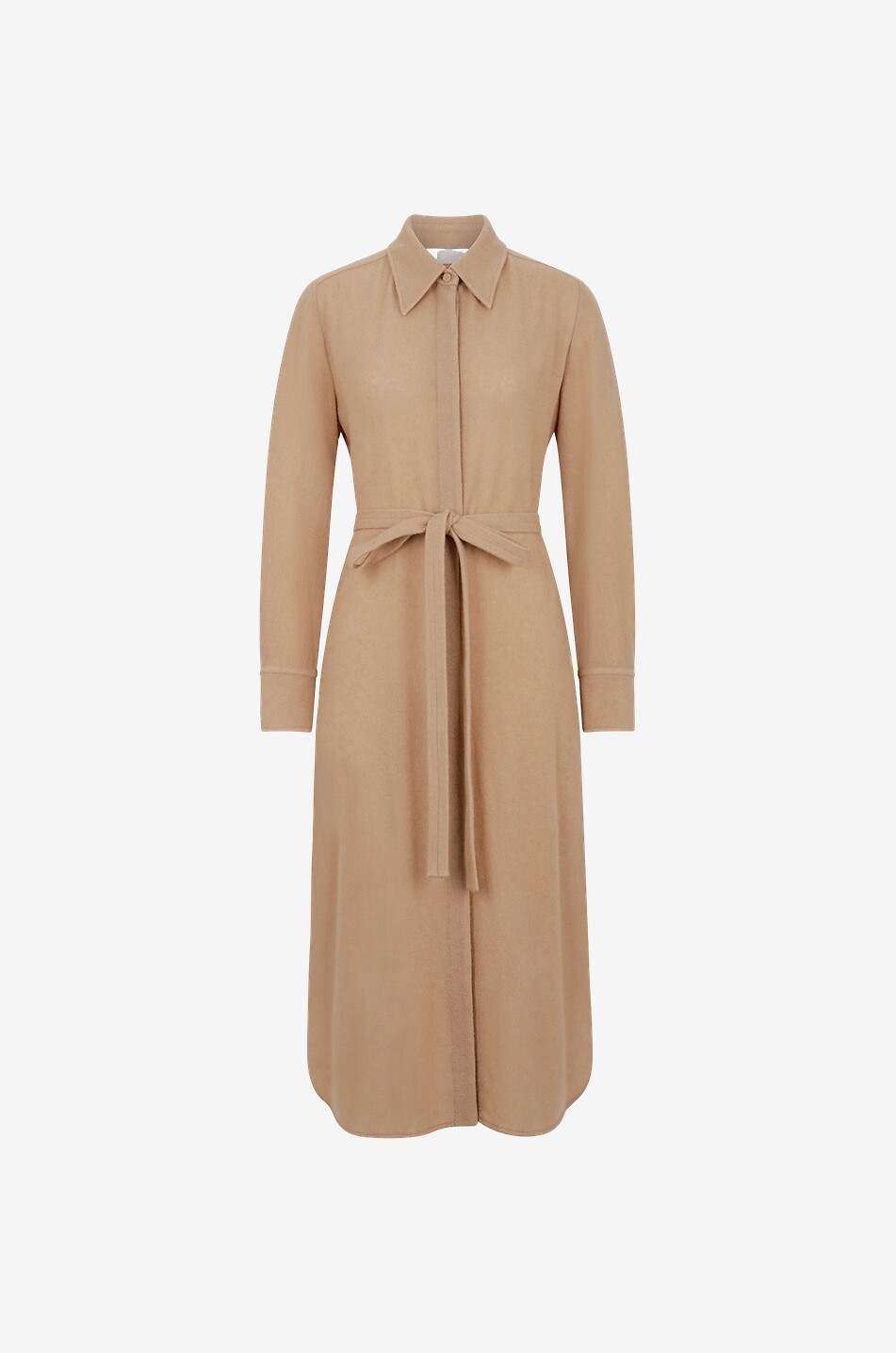Wool and cashmere gauze midi shirt dress