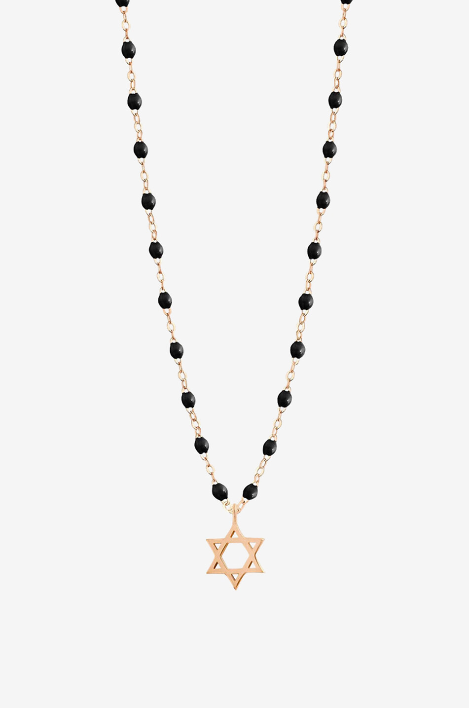 Collier en or rose à pendentif Étoile De David - Noir