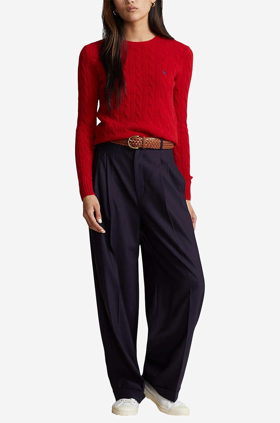 POLO RALPH LAUREN Wool and cashmere crewneck cable-knit jumper Women RED 4