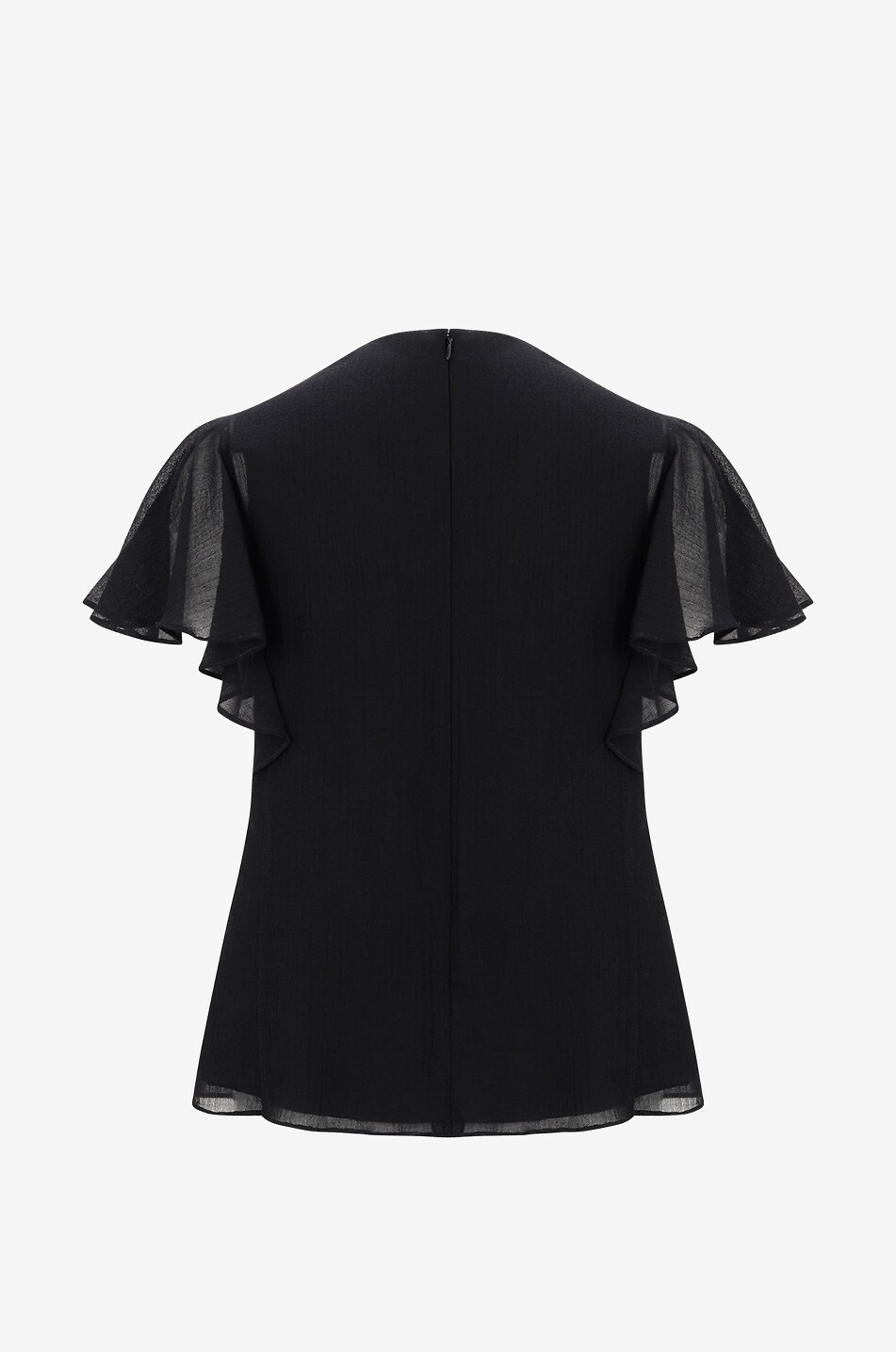 CHLOE Top diaphane à manches papillon Femme NOIR 2