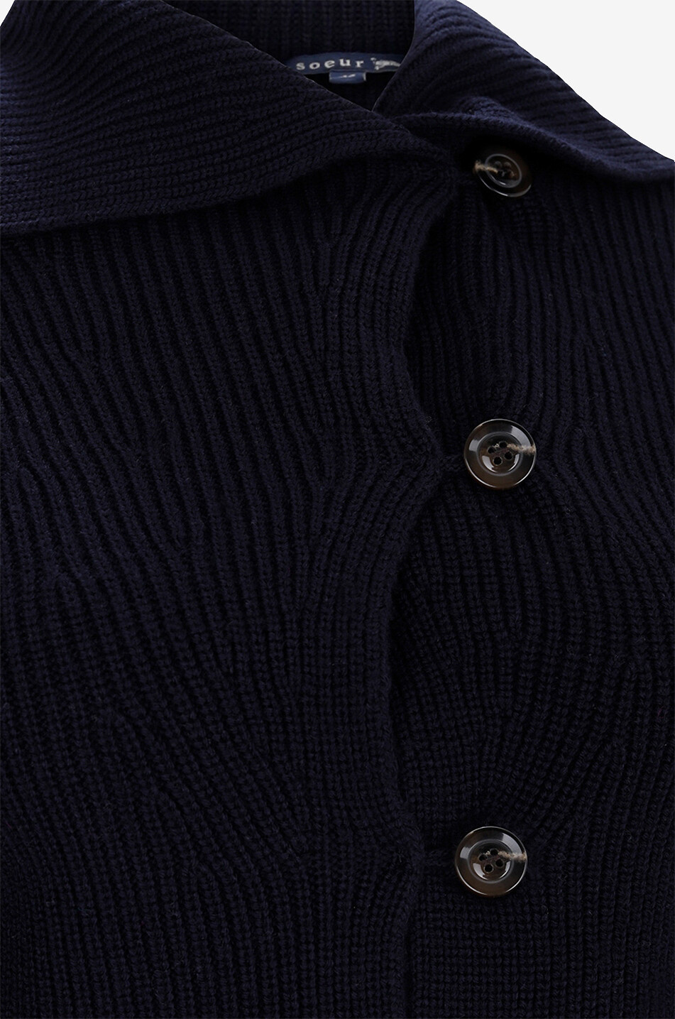 SOEUR Cardigan côtelé à col chemise Wimy Femme BLEU FONCE 3