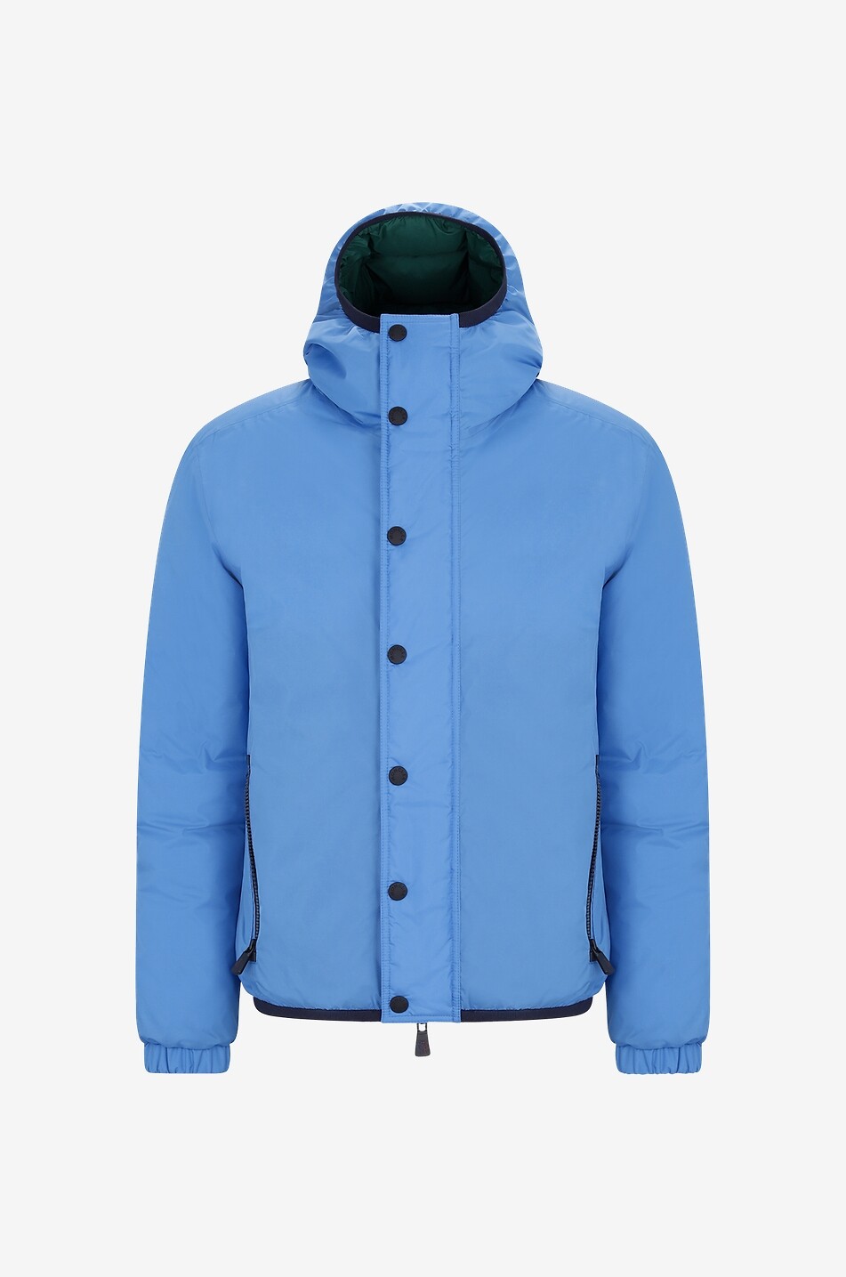 MONCLER GRENOBLE Kurze wendbare Daunenjacke mit Kapuze Rosiere Herren BLAU 1