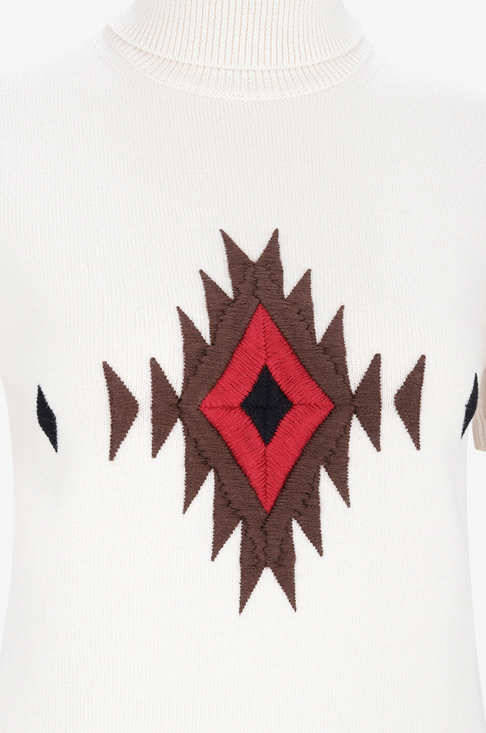 JACOB COHEN Kurzarm-Rollkragenpullover mit Ikat-Stickerei Damen Hellbeige 7