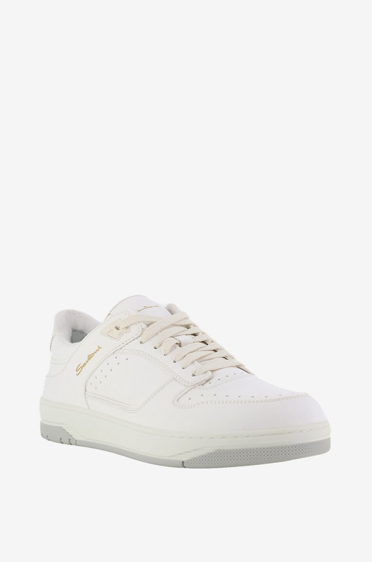 SANTONI Baskets basses unies en cuir Sneak-Air Homme BLANC 1