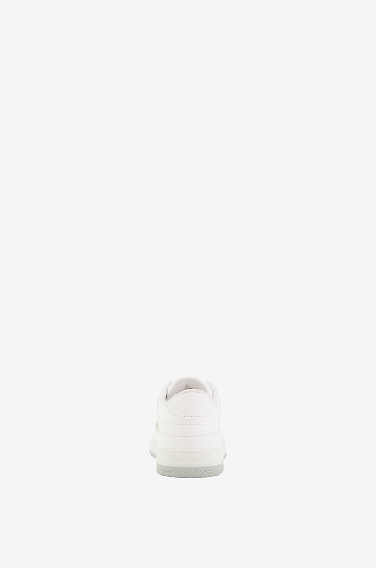 SANTONI Baskets basses unies en cuir Sneak-Air Homme BLANC 4