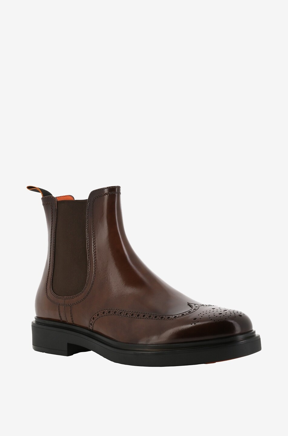 Chelsea-Stiefeletten aus Lackleder mit Stanzungen