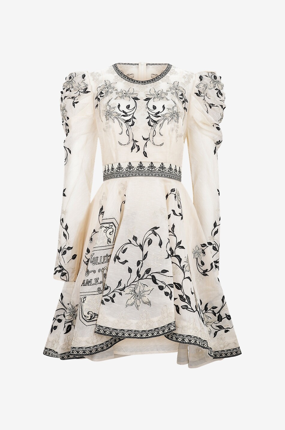 Lyrical Embroidery linen and silk mini dress