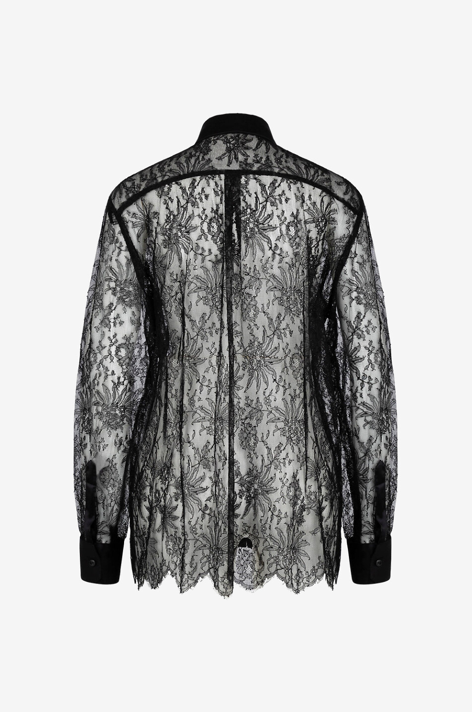 DOLCE & GABBANA Tailliertes Hemd aus Chantilly-Spitze und Satin Damen SCHWARZ 2