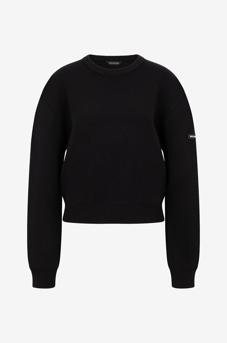 BALENCIAGA Doppellagiger Strickpullover mit Logopatch Damen SCHWARZ 1