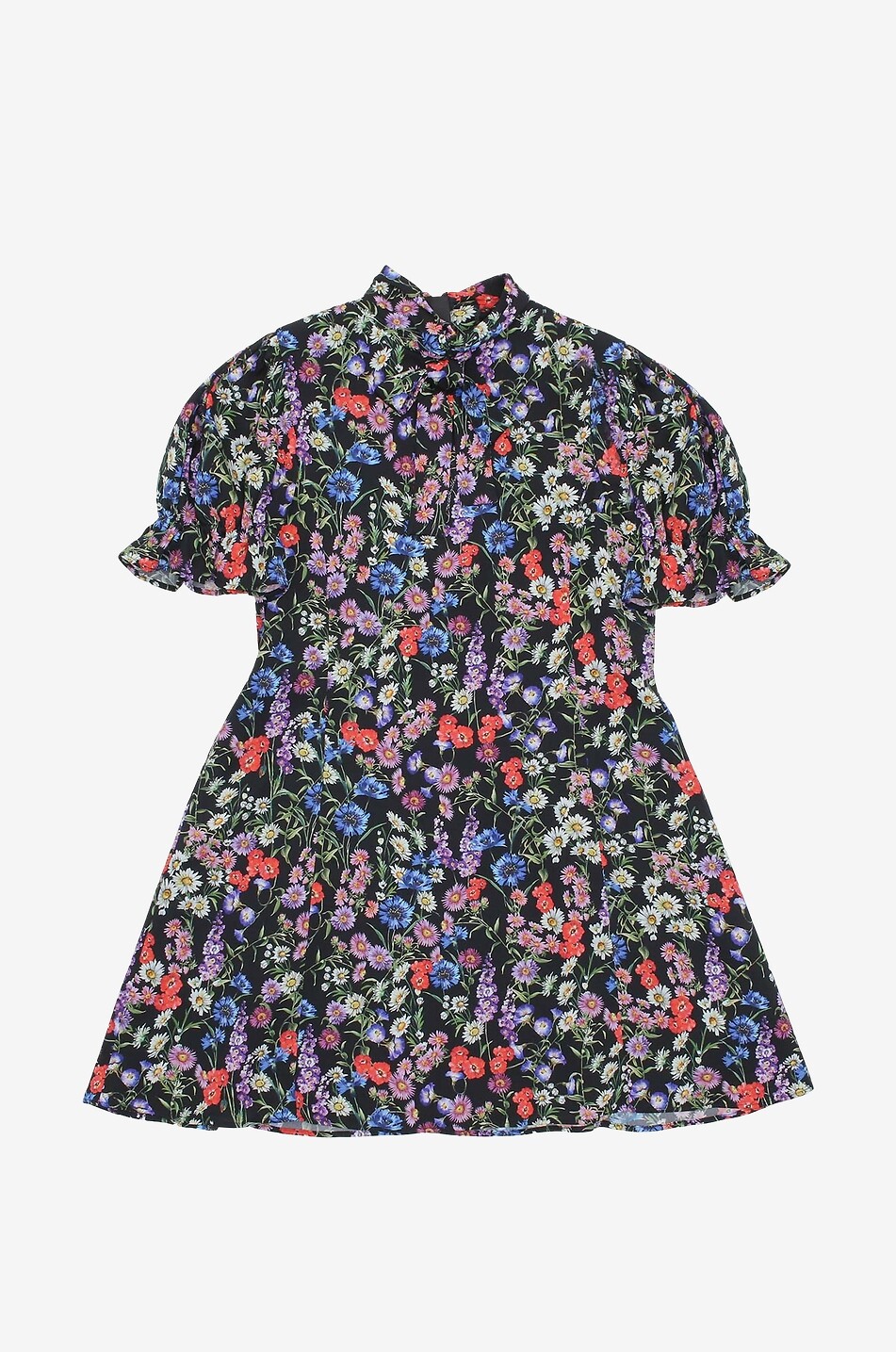 Kurzes Mädchen-Charmeusekleid mit Wiesenblütenprint
