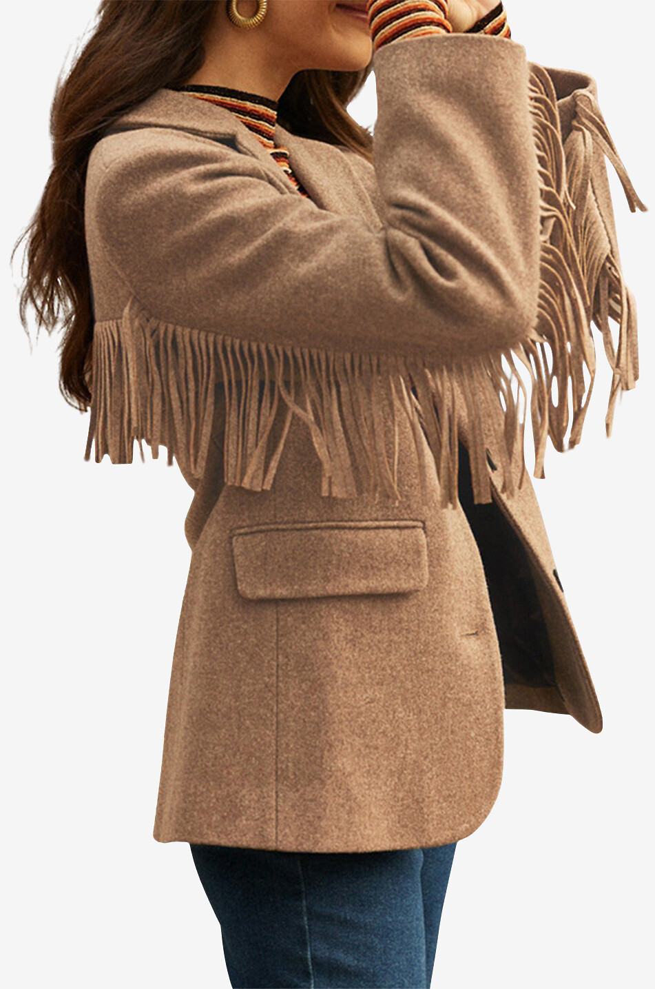 BALZAC PARIS Marceau fringed wool blazer Women BROWN 2