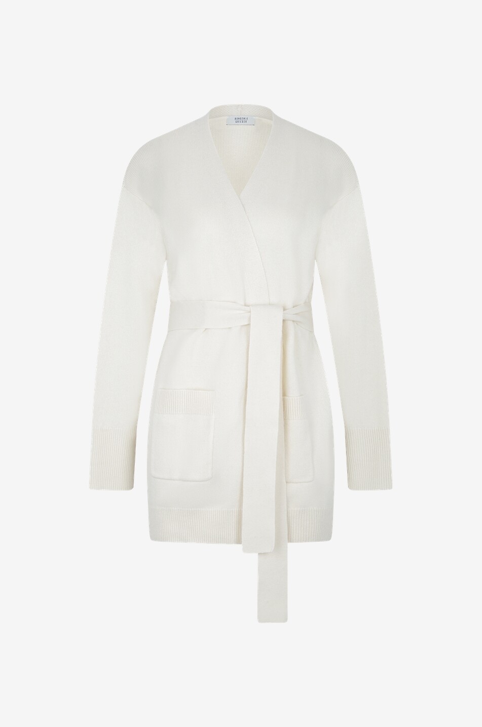 BONGÉNIE Cardigan long en cachemire à ceinture Femme BLANC CASSE 1