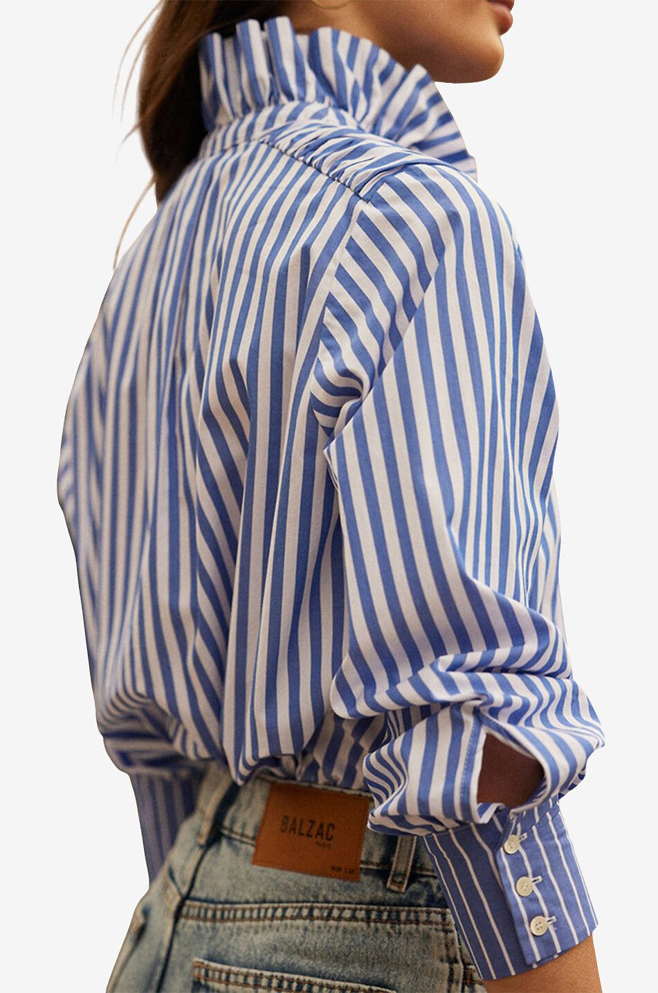 BALZAC PARIS Leonor striped cotton shirt Women BLUE 3