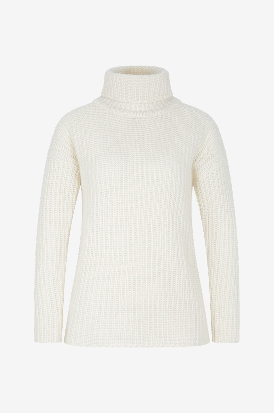 Dicker Kaschmir-Rippstrickpullover mit Rollkragen