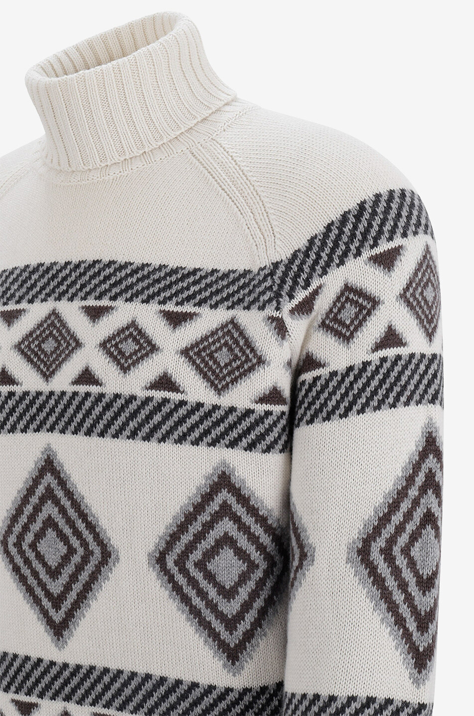 Ethnic Jacquard cashmere turtleneck jumper