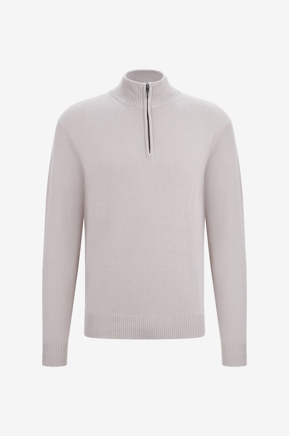 Cashmere jumper with half-zip stand-up collar