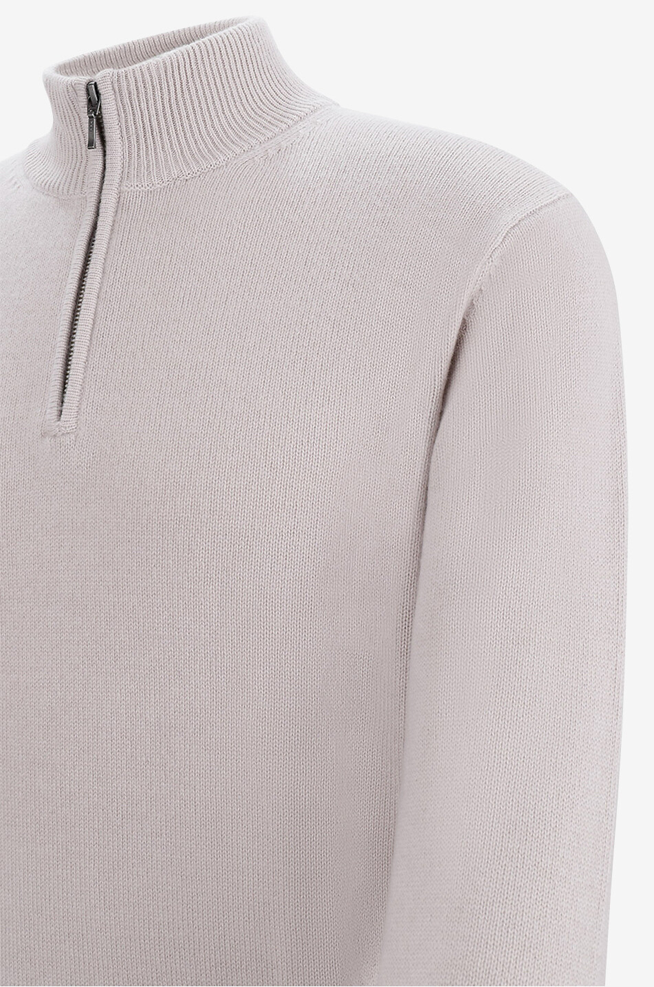 Cashmere jumper with half-zip stand-up collar