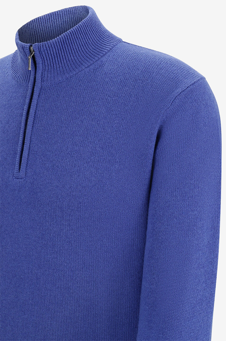 BONGÉNIE Cashmere jumper with half-zip stand-up collar Men MEDIUM BLUE 3