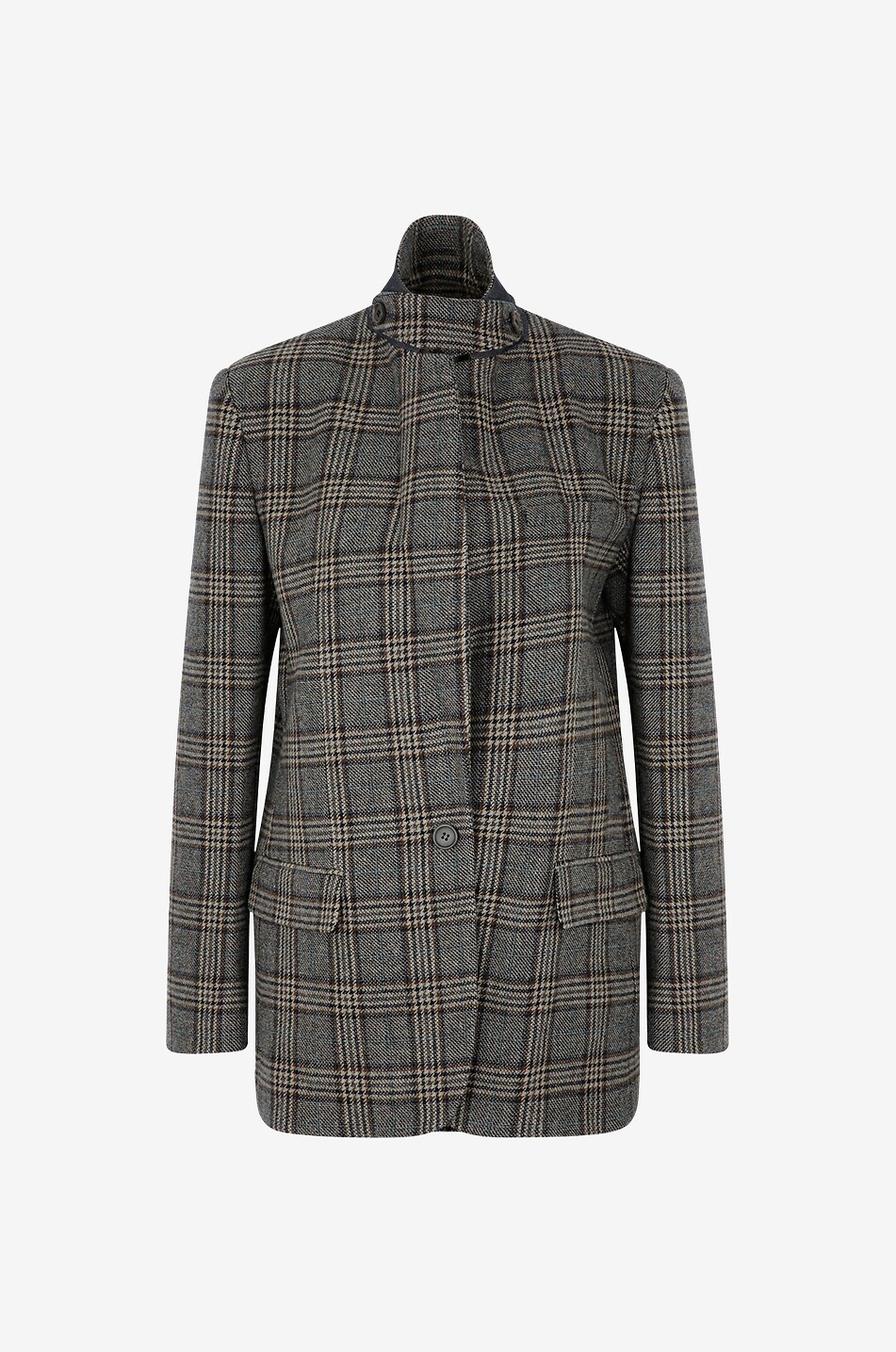 Checked wool suit jacket