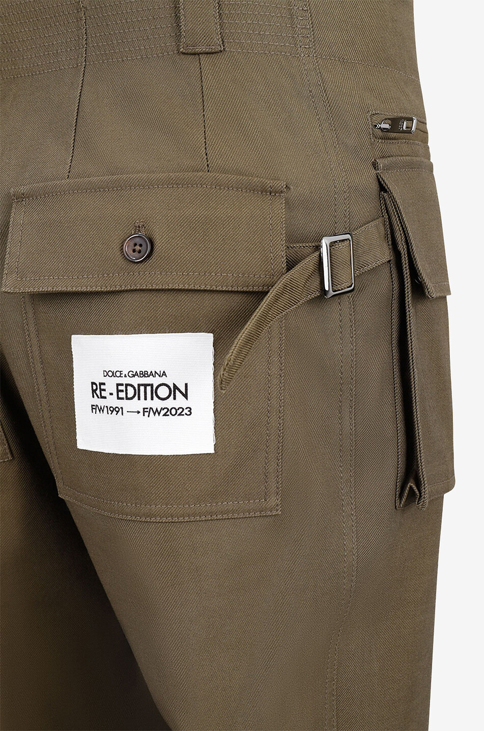 Re-Edition F/W 1991 slim fit gabardine cargo trousers