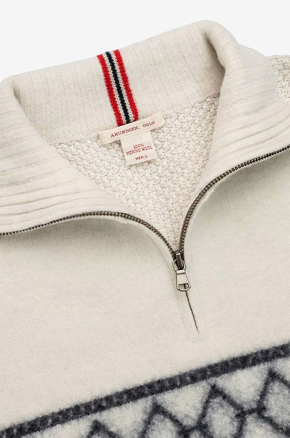 AMUNDSEN Flag adorned half-zip ski jumper Men EGGSHELL 6