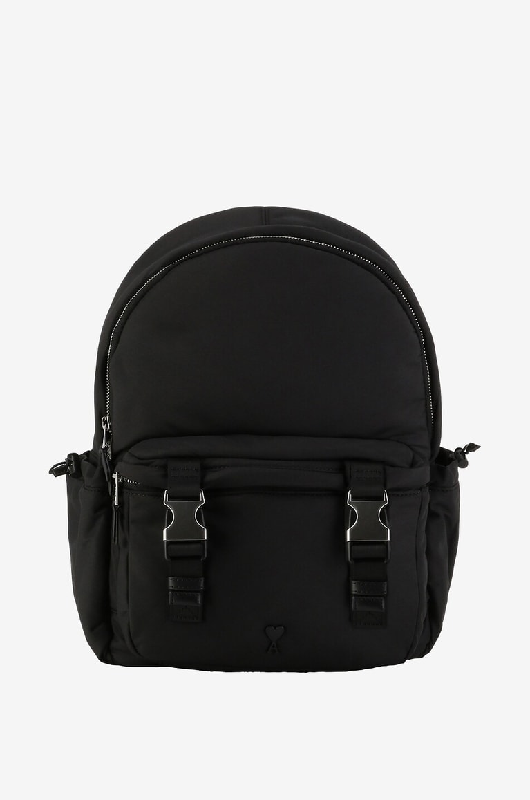 AMI Ami de Coeur nylon canvas backpack Men BLACK 1