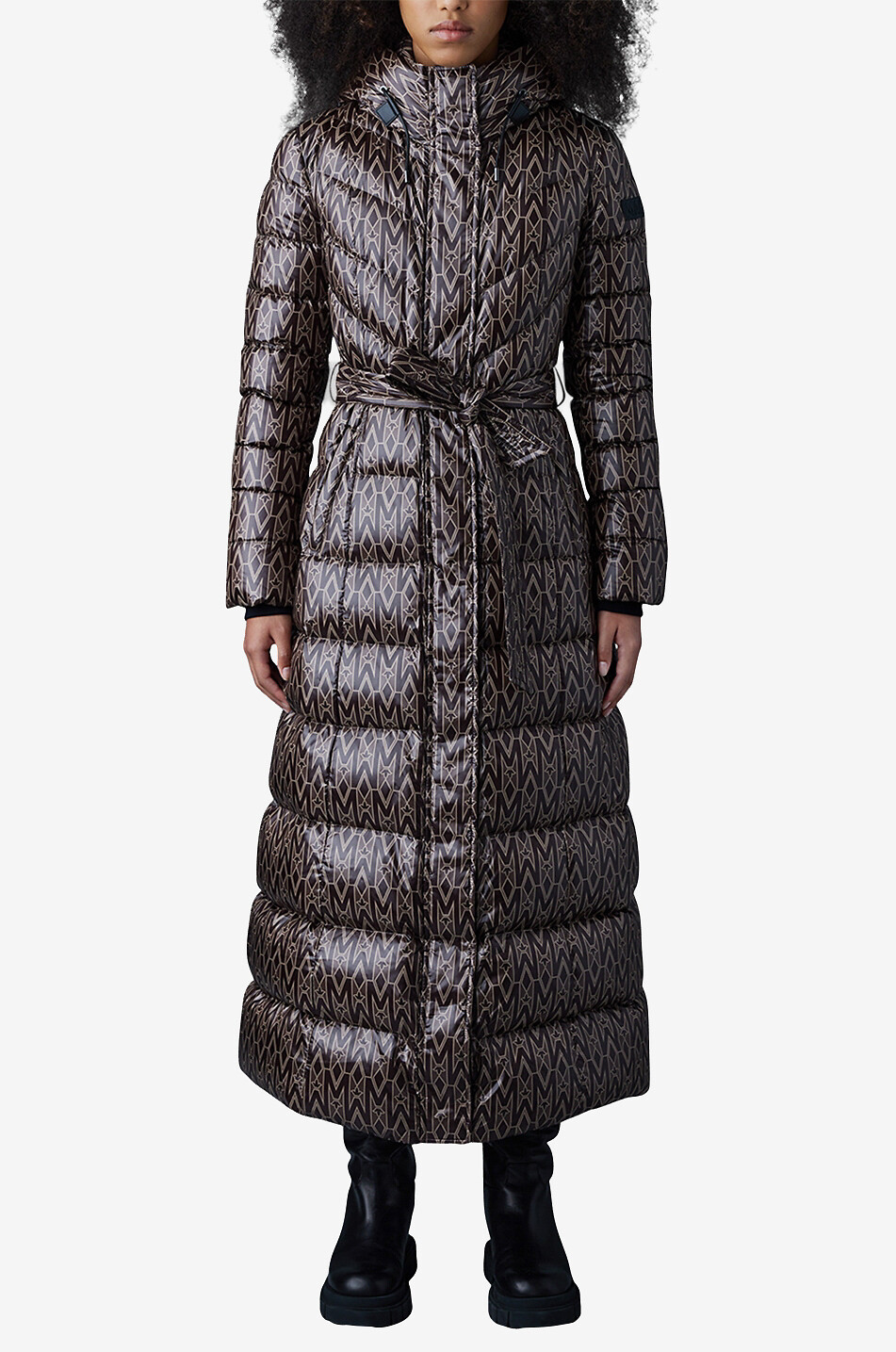 MACKAGE Langer Daunenmantel aus Nylon Calina Monogram Damen MITTELBRAUN 3