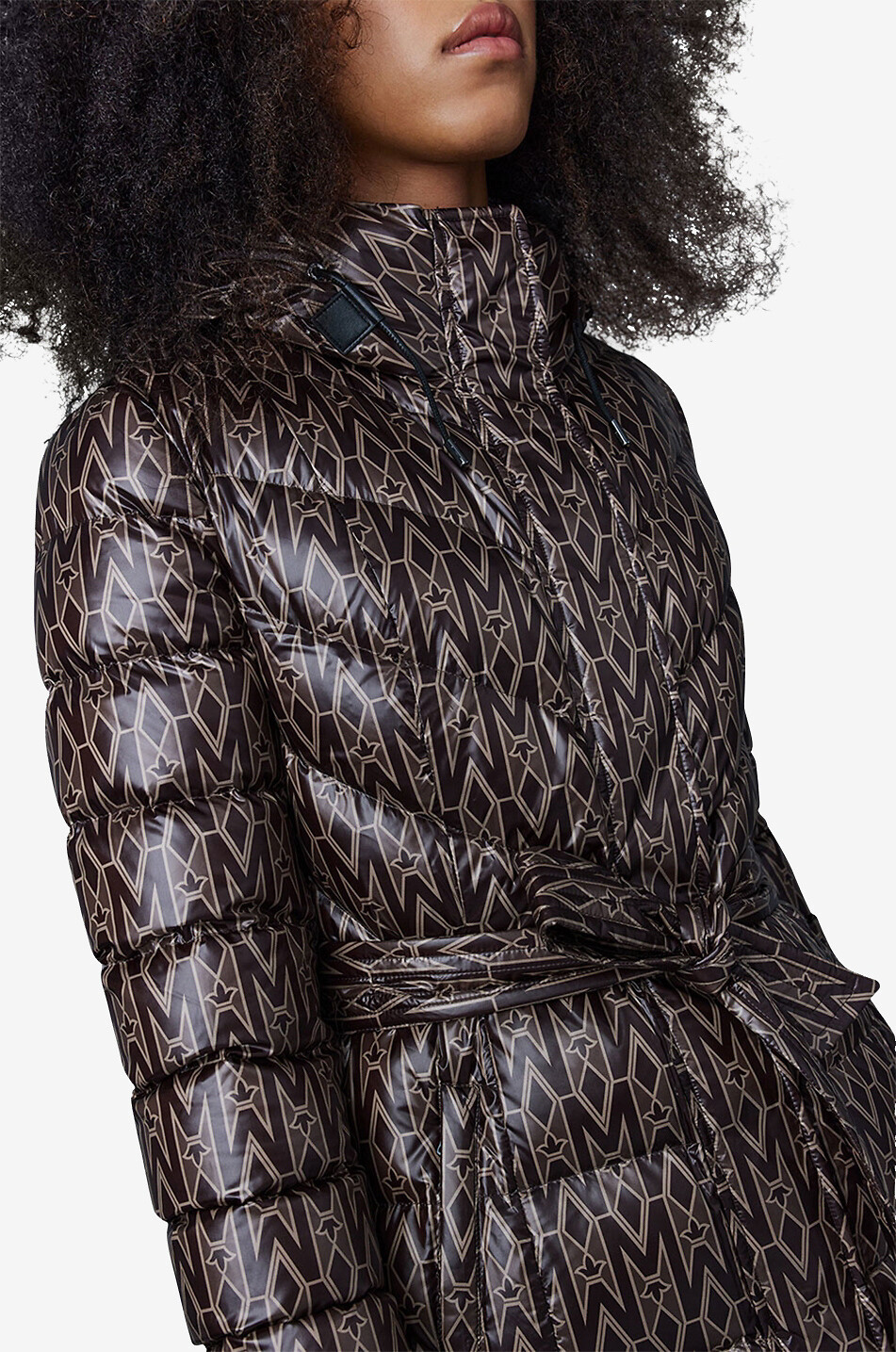 MACKAGE Langer Daunenmantel aus Nylon Calina Monogram Damen MITTELBRAUN 6
