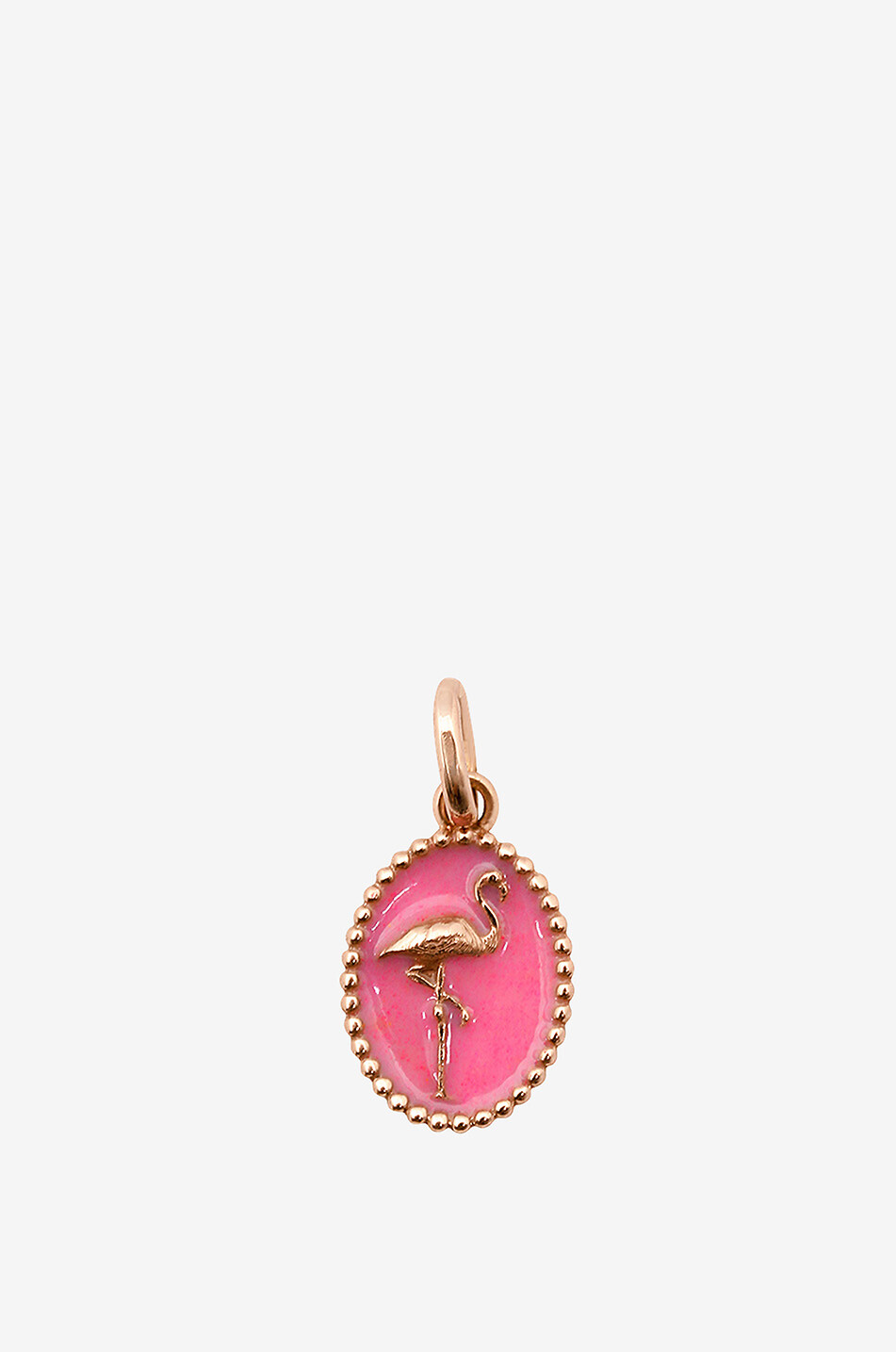 GIGI CLOZEAU Pendentif médaille en or rose et résine Flamant Femme ROSE 1