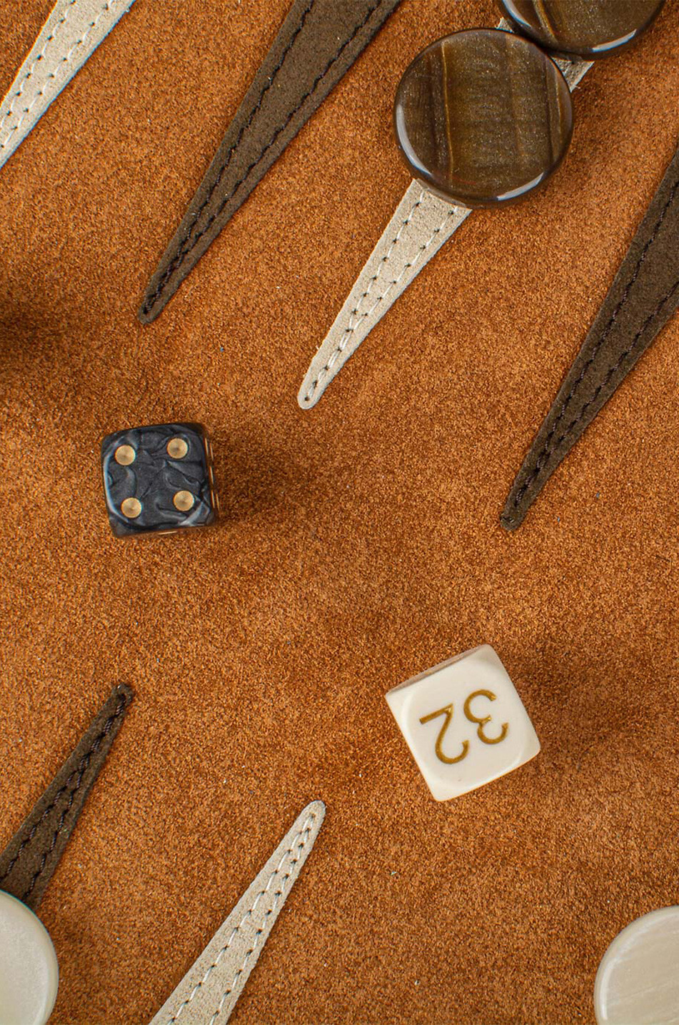 MANOPOULOS Rollbares Leder-Backgammon-Reisespiel Haus KAMELFARBEN 7