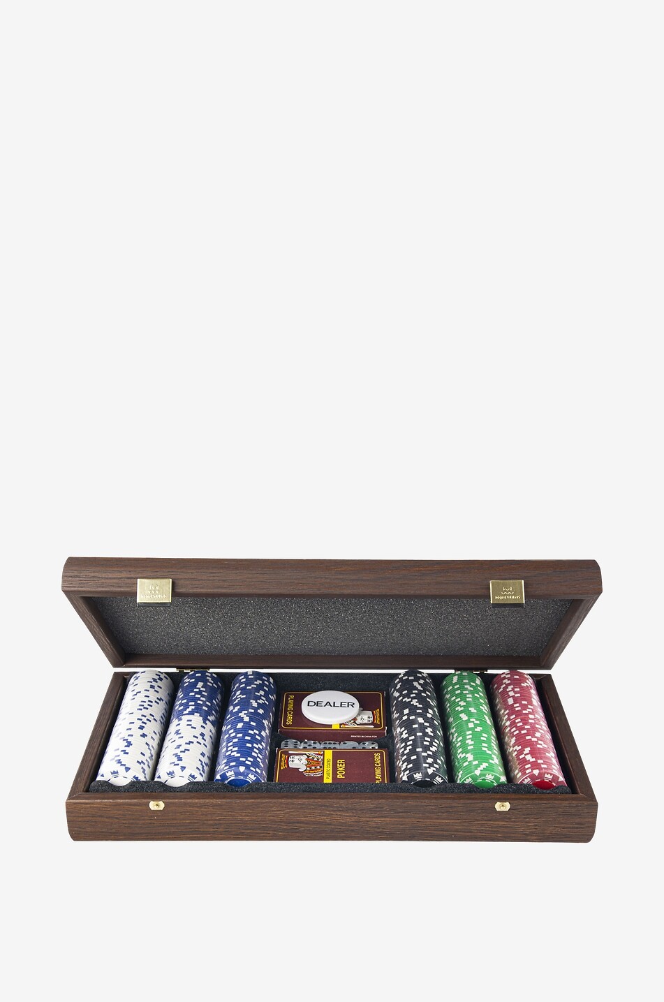 Jeu de poker en coffret effet bois de noyer