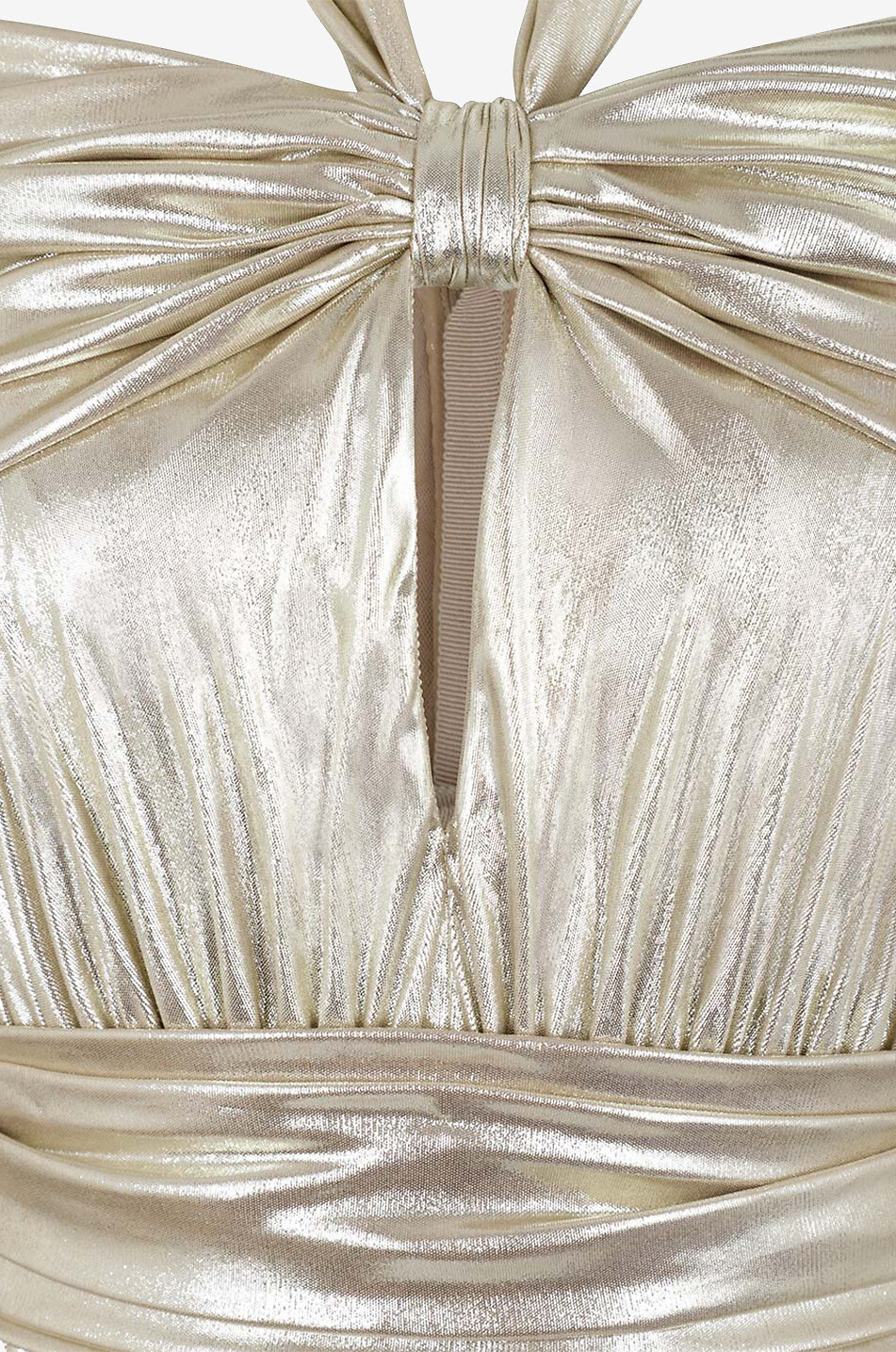 Robe longue drapée en jersey métallisé