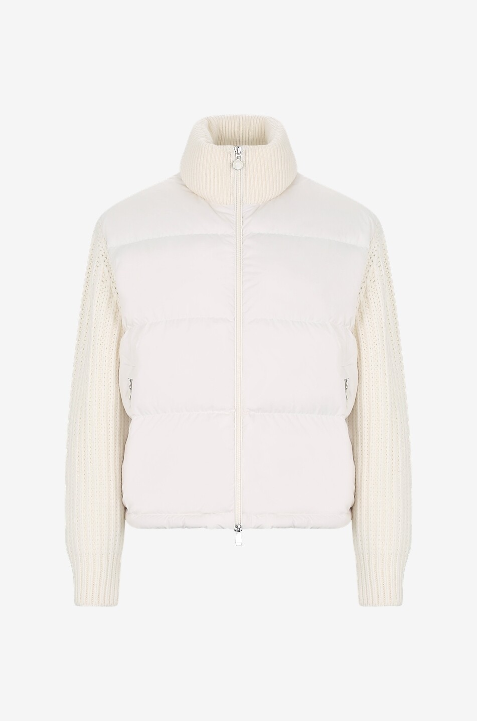 MONCLER Cardigan aus gestepptem technischen Material und Strick Damen WEISS 1