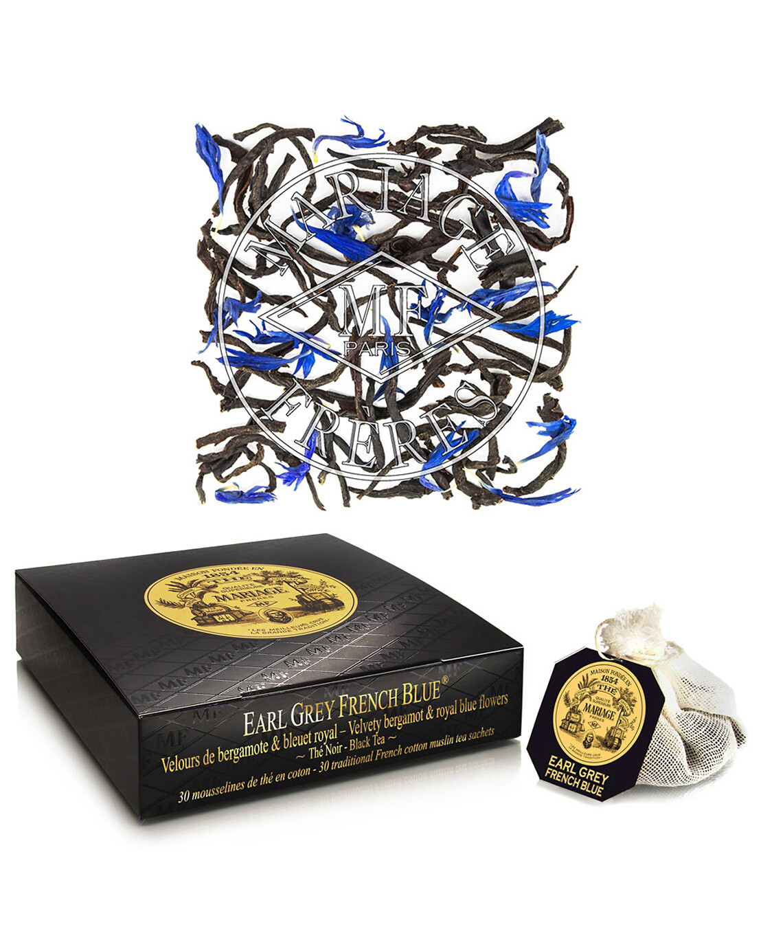 MARIAGE FRERES Aromatisierter Schwarztee in Teebeuteln Earl Grey French Blue Haus BUNT 1