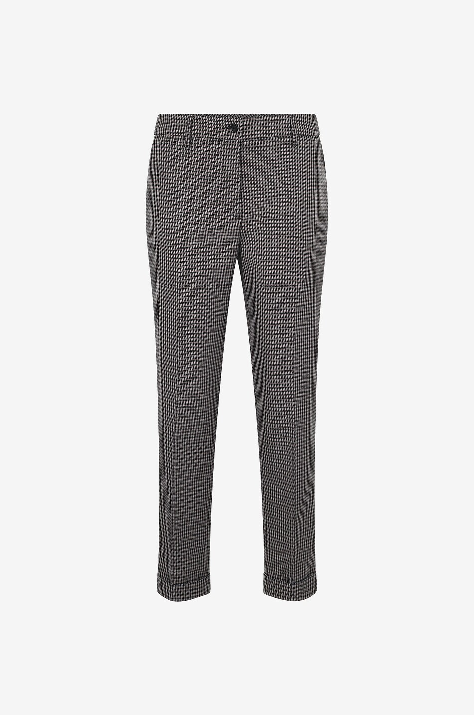 Checked wool blend cigarette trousers