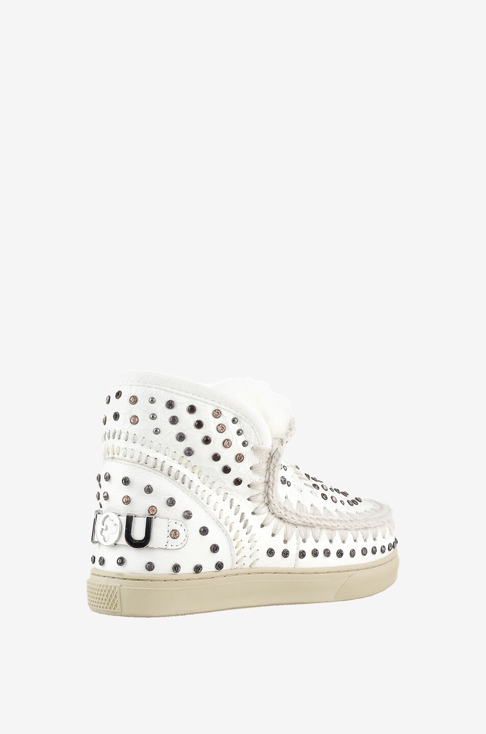 MOU Bottines chaudes ornées de cristaux et clous Eskimo Sneaker Femme BLANC 3