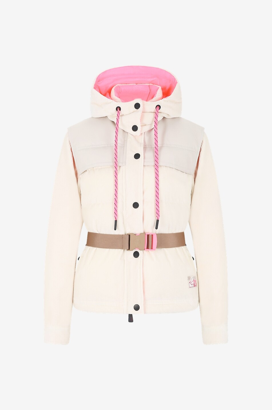 MONCLER GRENOBLE Doudoune courte en velours côtelé Tetras Femme BLANC 1