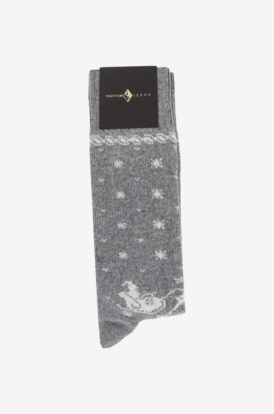 SOZZI MILANO Jacquard-Socken Weihnachtsmann Herren HELLGRAU 1