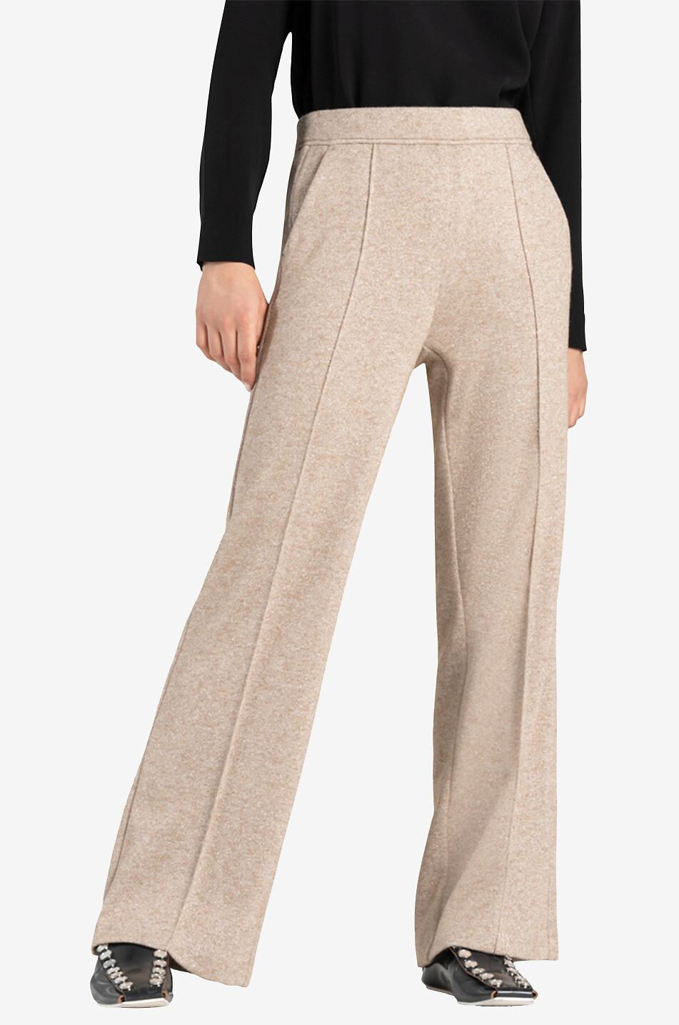 CAMBIO Pantalon large en maille scintillante Ava Femme BEIGE 3
