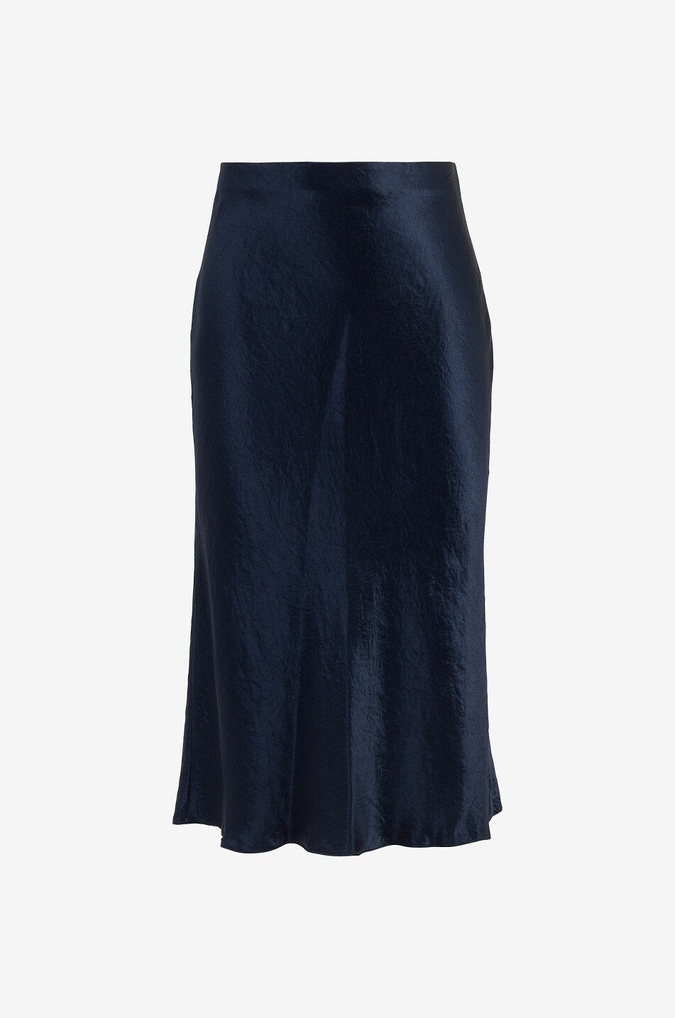 Crinkle effect satin midi skirt