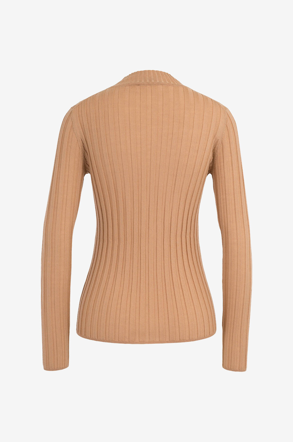 BONGENIE Thin rib knit sheath jumper with mock collar Women CAMEL 2