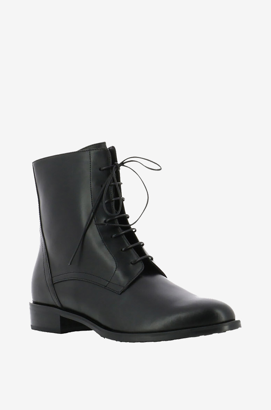 Smooth leather lace-up ankle boots