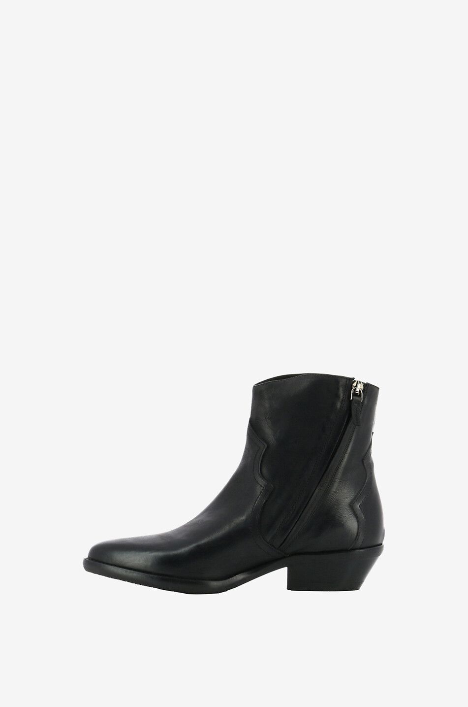 BONGENIE Stiefeletten im Western-Look aus Leder in Vintage-Optik Damen SCHWARZ 3