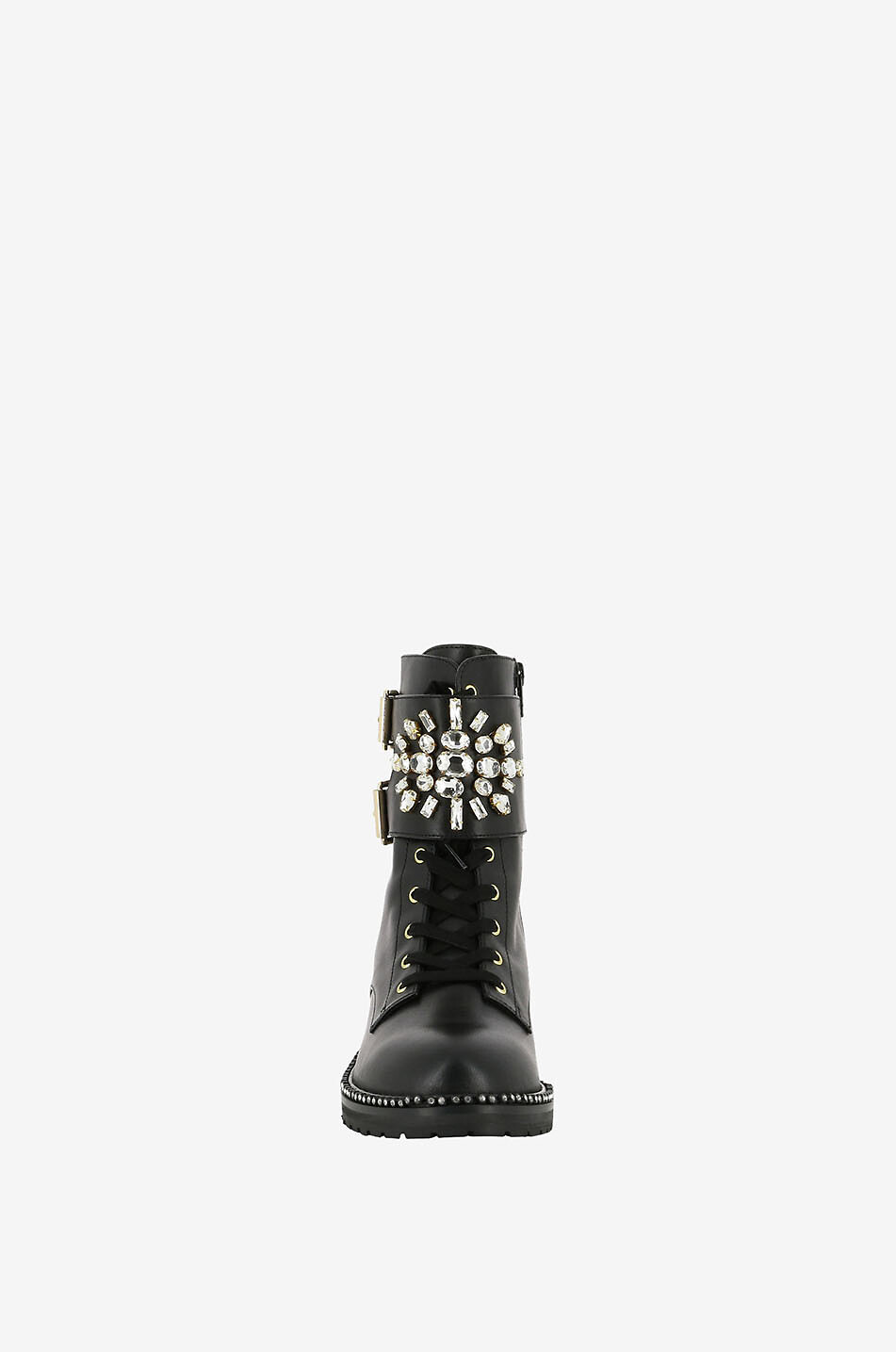 KURT GEIGER LONDON Stoop leather flat ankle boots with crystals Women BLACK 2