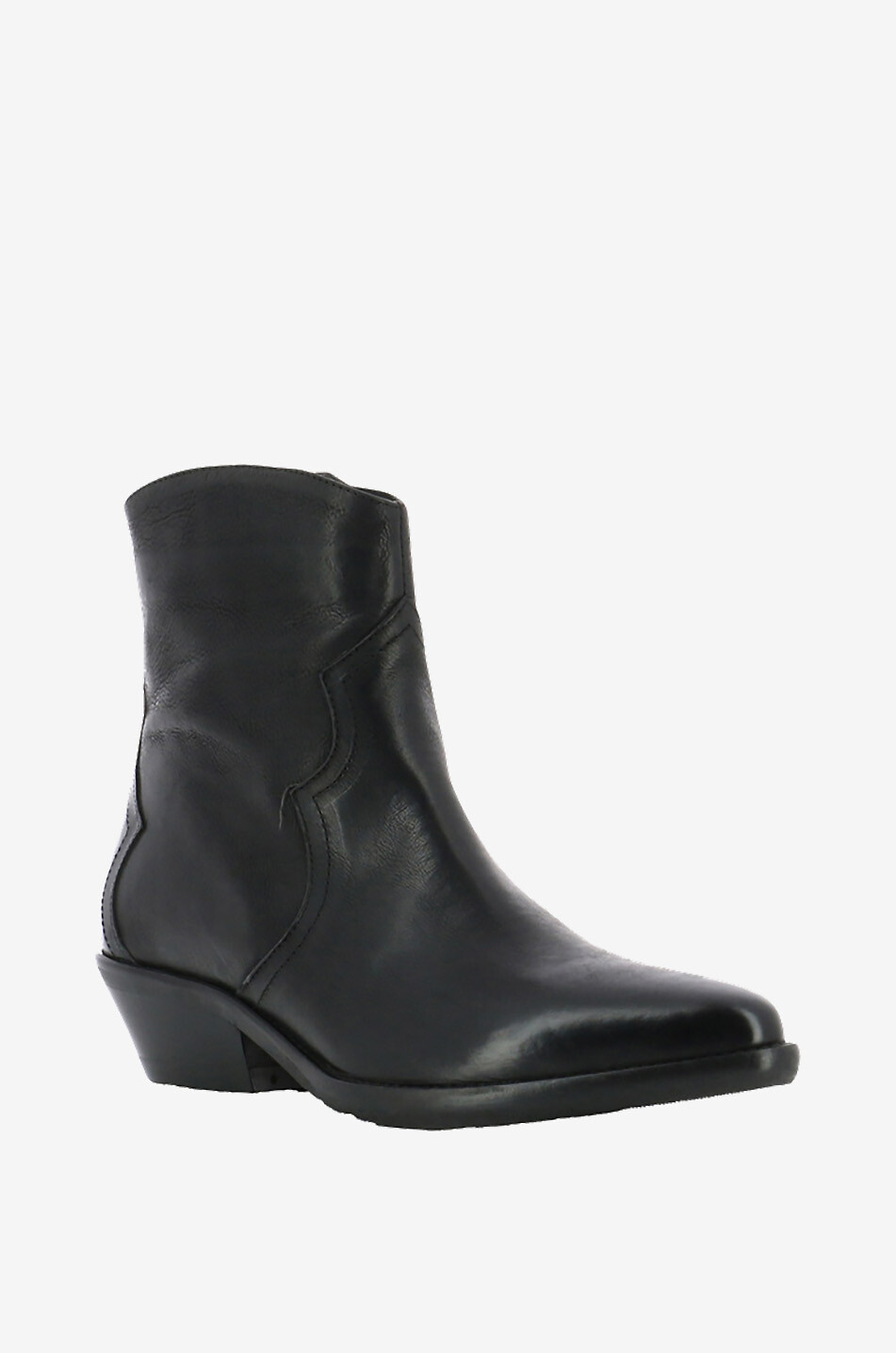 BONGENIE Stiefeletten im Western-Look aus Leder in Vintage-Optik Damen SCHWARZ 1