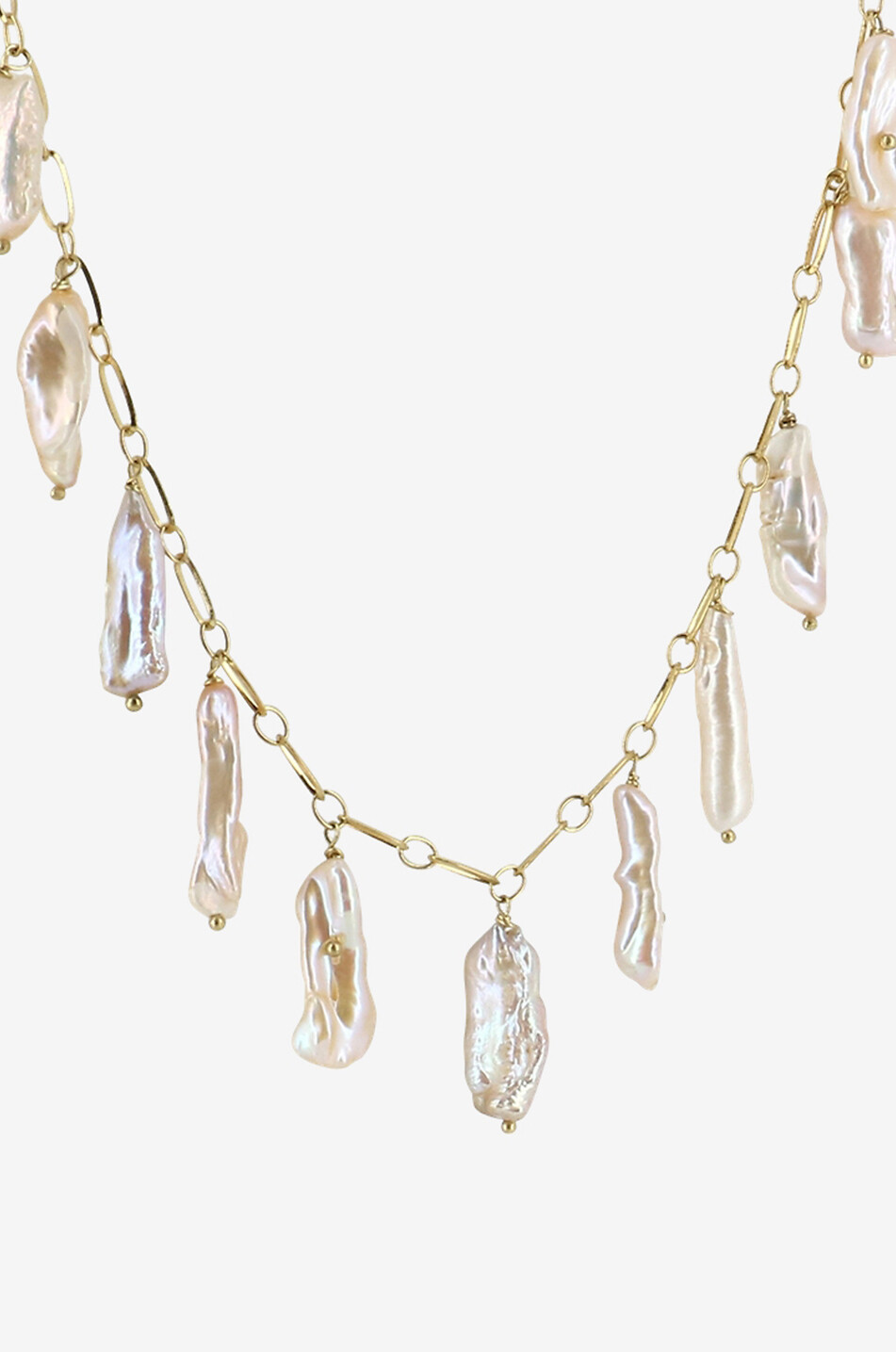 TIMELESS PEARLY Golden necklace adorned with irregular pearls Damen ROSA 1